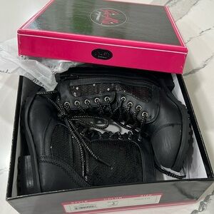 Gia Mia Performance Black Sequin Combat Boots Dance